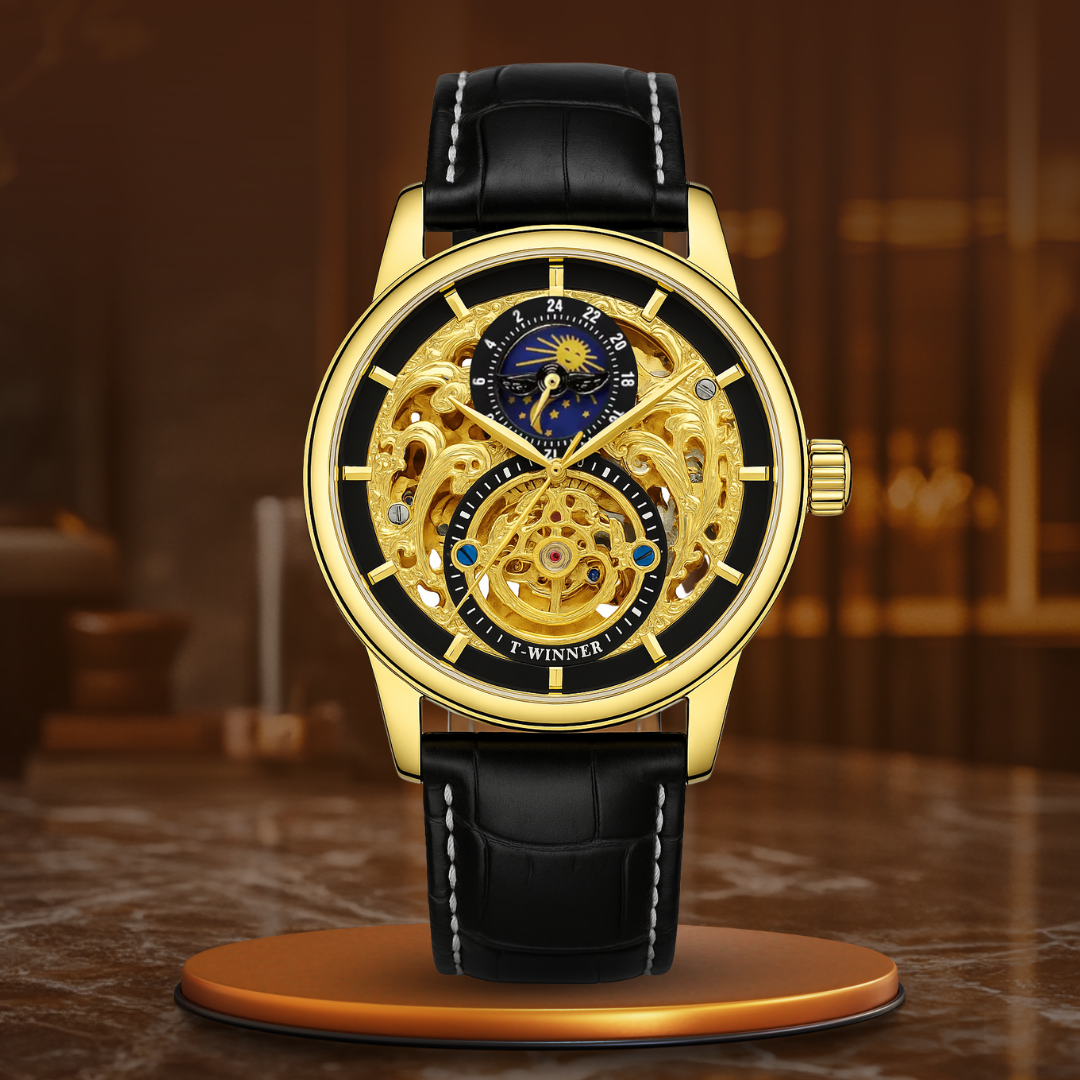 Moon Phase Skeleton Automatic Watch